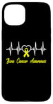 Coque pour iPhone 15 Plus Ruban jaune de sensibilisation au cancer des os HeartBeat In Juillet