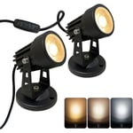 2st led spotlights inomhuskompatibel med växter, 3 färger accentbelysning dimbara uplights spotlight lampa med dimmerbrytare 2Pcs