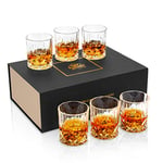 KANARS 6 Pièces Verres à Whisky, 300 ml Verre a Whiskey en Cristal pour Scotch, Cognac, Martini, Belle Boîte Cadeau