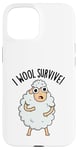 Coque pour iPhone 15 I Wool Survive est un jeu de mots amusant en forme de mouton