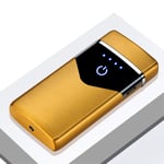 Electric Lighter Dual arc USB Rechargeable Lighter Waterproof Safety Windproof Flameless Electronic Lighter for Cigarette Candle Bbq Camping Stove Activity,Gold