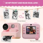 Mafiti Kids Camera Instant Print, 48MP Digital Camera with Zero Ink, Selfie with