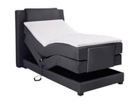 Ensemble complet boxspring tête de lit + sommiers relaxation électrique + matelas + surmatelas - 100 x 200 cm - Tissu - Anthracite