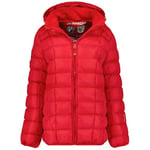 Geographical Norway Babette Lady Short Parka Longue Epaisse Chaude Femme Automne Hiver - Manteau Fin Capuche Fausse Fourure - Blouson Coupe Vent - Doudoune Elegante Femmes (Rouge S)