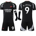 2024-2025 Arsenal Bortalag Barn Vuxen Svart Fotbollströja Kit med Strumpor Nr 9 G.JESUS-Xin No.9 G.JESUS 28