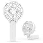 Funme Mini Handheld Fan USB Electric Portable Fan Outdoor Rechargeable Personal Fan Battery Powered 180° 3 Speeds Foldable Desk Fan Cooling for Desktop School Office Home Travel Camping -White