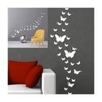 Ahlsen - 30 Pièces Stickers Muraux Effet Miroir Papillon Argent Decoration Miroir pour Salon Meuble Chambre Television Adhesif Mural Acrylique Film