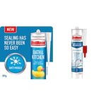 UniBond 2646081 Bath & Kitchen Sealant, Mould Resistant Transparent Silicone Sealant, ideal & UniBond 2079356 Anti-Mould White, Waterproof Mould Protection Kitchen & Bathroom Sealant