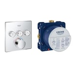 Grohe 29149000 Smartcontrol Mitigeur Encastrés 3 Sorties, Chrome & Corps encastré universel 1/2 Rapido SmartBox 35600000, Laiton, Bleu