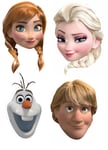 Frozen Official Anna Elsa Olaf Kristoff Disney 2D Card Party Face Masks - 4 Pack