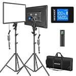 NEEWER LED Video Lighting Kit with 2.4G Wireless Remote Kit: 2-Pack Dimmable Bi-Color 18" Large LED Panel+ Light Stand, 45W 3200K-5600K CRI97+ Studio Light for Photography Video Shooting Live Stream