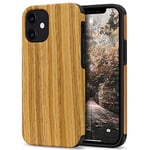 Tasikar Coque iPhone 12 Mini Étui Bois et Souple TPU Silicone Compatible avec iPhone 12 Mini (Teak)