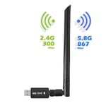 Clé WiFi Puissante AC1200 Mbps Adaptateur Wifi double bande 2.4G - 5.8G Wifi Dongle