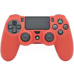 coque de protection housse etui en silicone pour manette PS4 rouge