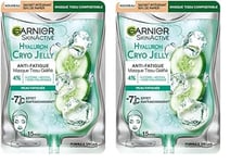 GARNIER Skin Active - Masque Visage Tissu Gélifié Hyaluron Cryo Jelly - Anti-Fatigue & Effet Rafraîchissant - Glycérine, Menthol & Acide Hyaluronique - Vegan & Cruelty Free - Peaux Fatiguées - x1