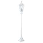 EGLO Lampadaire extérieur Laterna 5, luminaire sur pied, borne lumineuse, lampe de jardin et de chemin en fonte d’aluminium blanc et verre, douille E27, IP44