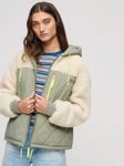 Superdry Sherpa Quilted Hybrid Jacket, Vintage Khaki