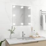 The Living Store - Miroir mural avec lampes led Carré Verre Argent