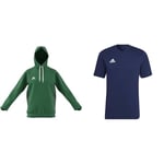 adidas Men's Ent22 Hoodie Hooded Sweatshirt, Teagrn White, L UK & Men's Ent22 Tee T Shirt, Team Navy Blue 2, L UK