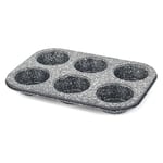 Salter BW07035BRMFOB Megastone Carbon Steel 6 Cup Muffin Pan, Baking Tray, Cake Tin, Non-Stick Coating, PFOA-Free, Oven Safe, Long-Lasting Bakeware, Strong & Durable