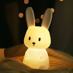 Veilleuse Enfants Mignon Lapin Lampe Led Bébé Couleur Changeante Portable Animaux Lumières Silicone Chargeable par Usb Lampe de Nuit Lapin Pour