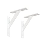 ALUSFERA Equerre Etagere Murale - Lot de 2 Support Etagere Murale 180 mm - Robust Équerre Étagère en Aluminium - Equerre Etagere Murale pour Charges Lourdes - Equerres pour Etagères Murales - Blanc