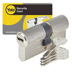 Yale YC1000+ Cylindre de Serrure Débrayable 40x50 mm pour Porte Extérieure/Entrée, 6 Goupilles, 4 Clés, Nickelé