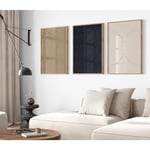 Lot de 3 tableaux muraux abstraits modernes – Impressions sur toile de style bohème neutre – Décoration murale minimaliste – Œuvre d'art moderne pour salon, chambre à coucher – 40,6 x 61 cm – Sans