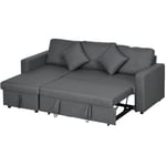 HOMCOM Corner Sofa Bed with Storage, 3 Seater Pull Out Sofa Bed, Dark Grey