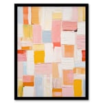 Happy No 7 Pastel Tones Minimalist Geometric Heavy Palette Knife Textured Artwork Art Print Framed Poster Wall Decor