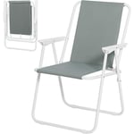 Woltu - Chaise de Camping, avec Dossier Portables et Légères, Chaise de Pêche avec Accoudoirs, Gris Foncé