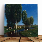 Big Box Art Canvas Print Wall Art Arnold Bocklin Summer Day | Mounted and Stretched Box Frame Picture | Home Decor for Kitchen, Living, Dining Room, Bedroom, Hallway, Muli-Colour, 14x14 Inch