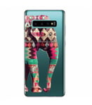 Coque Galaxy S10e Elephant rose vert blanc Aztec indien transparent