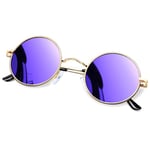 KANASTAL Lunette de Soleil Femme Ronde Lunettes de Soleil Homme Polarisée Violettes Mode Classique Hippie Doré Violet