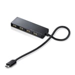 Elecom usb hub USB2.0 Type-C A female 4-port bus-powered 30cm cable black U2HC-A430BXBK