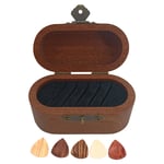 Guitar Picks Box Wooden Case Portable Holder Storage Container Solid Wood Ac LSO