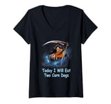 Womens Today I 'll Eat Two Corn Dogs Meme The-Death Reaper Humor V-Neck T-Shirt