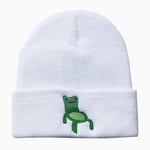 Broderie Bonnet Froggy Chaise Hommes Femmes Tricot Chapeau Jeux Skullies Chaud Hiver Unisexe Ski Hip Hop Casquettes en Plein Air-Blanc