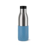 EMSA Bludrop Sleeve gourde 0,5 L Bleu, Durable, Acier inoxydable 18/10, Hermétique, Manchette silicone ergonomique, Facile à utiliser, Boissons chaudes et froides, Compatible lave-vaisselle N3110700