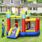 COSTWAY Château Gonflable pour 3 Enfants 3-10 Ans avec Toboggan,Kit de Réparation Piquet, 100 Balles Charge Max 135KG Extérieur Souffleur Non-Inclus