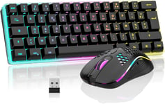 K62 60% Clavier Et Souris De Jeu Sans Fil Rvb¿Azerty Français 62 Touches Mini-Clavier Rétroéclairé Ultra-Compact¿Souris Optique Cellulaire Légère¿Kit Portable Pour Pc Ps5 Xbox Game[MOU140500]