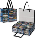 Lot De 2 Sacs En Plastique Transparent Avec Poignées Pour Ranger Des Blu-Ray, Des Dvd, Des Cd, Des Boîtiers De Jeux Vidéo, Peut Contenir Jusqu'À 90 Boîtiers Blu-Ray Et 60 Boîtiers [YIN146334]