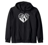 Saint Bernard Mom Dog Art Valentine's Day Heart Zip Hoodie