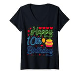 Womens Peace Out Single Digits I'm 10 Birthday Girl 10th Years Old V-Neck T-Shirt