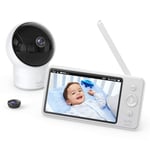 Babyphone caméra eufy Security SpaceView - Moniteur vidéo bébé résolution 720p HD, affichage LCD 5", portée 140 m, grand angle, vision nocturne, capteur température, alertes intelligentes