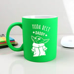 eBuyGB Personalised Coffee Mug, Neon Green Baby Yoda Mug, 310ml Star Wars Themed Tea Cup, Funny Gifts for Daddy from Daughter, Son (Yoda Best Daddy)