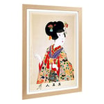 Big Box Art Framed Print of Toyohara Chikanobu Japanese Oriental True Beauty Design | Wall Art Picture| Home Decor for Kitchen, Living Room, Bedroom, Hallway, Oak, A2 / 24.5x18 Inch / 62x45cm