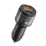 ZeaLife Bluetooth FM Transmitter for Car, Wireless Car Radio Adapter with QC 3.0 Fast Charging Port Hands Free Calling Car Charger/Music Player Kit Dual USB Ports Support USB Flash Drive - Black