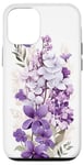 iPhone 12/12 Pro White Violet Purple Lavender Lilac Floral Botanical Flowers Case