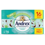 Andrex Toilet Rolls Coconut Fresh x16, 2 Ply Toilet Tissue Paper